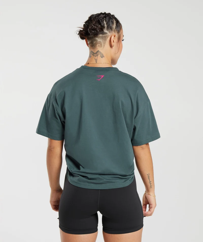 Gymshark Lifting Graphic Oversized T-Shirt - Smokey Teal
