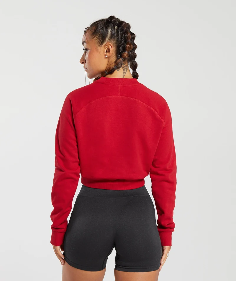Gymshark Lifting Graphic Cropped Sweatshirt - Carmine Red
