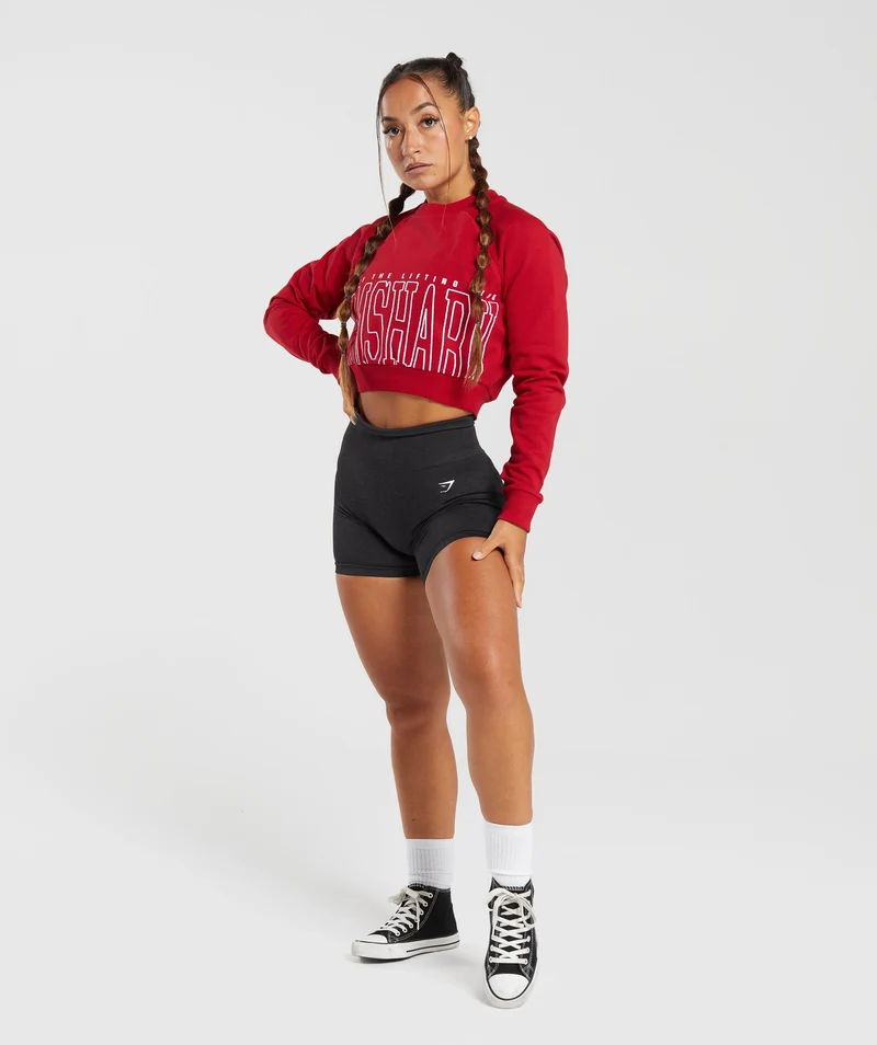 Gymshark Lifting Graphic Cropped Sweatshirt - Carmine Red