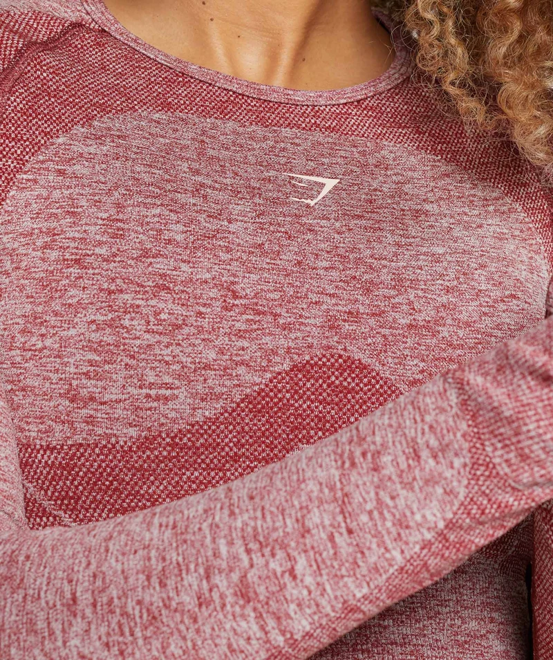 Gymshark Flex Sports Long Sleeve Crop Top - Burgundy Marl