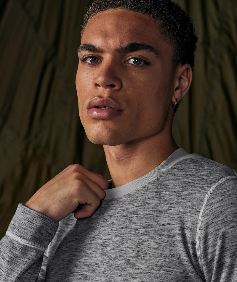 Gymshark Retake Long Sleeve T-Shirt - Light Grey/Graphite Grey Marl