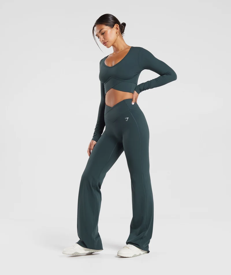Gymshark Crossover Flared Tall Leggings - Darkest Teal