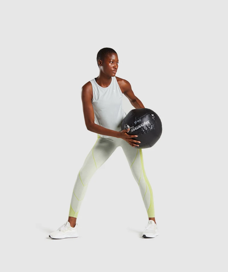 Gymshark Hyper Amplify Leggings - Light Grey Marl/Lime