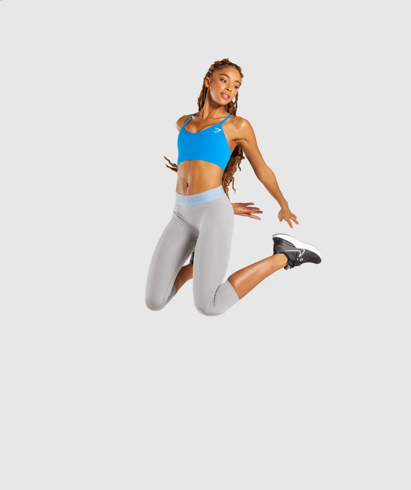 Gymshark Fit Seamless Cropped Leggings - Smokey Grey/Light Blue