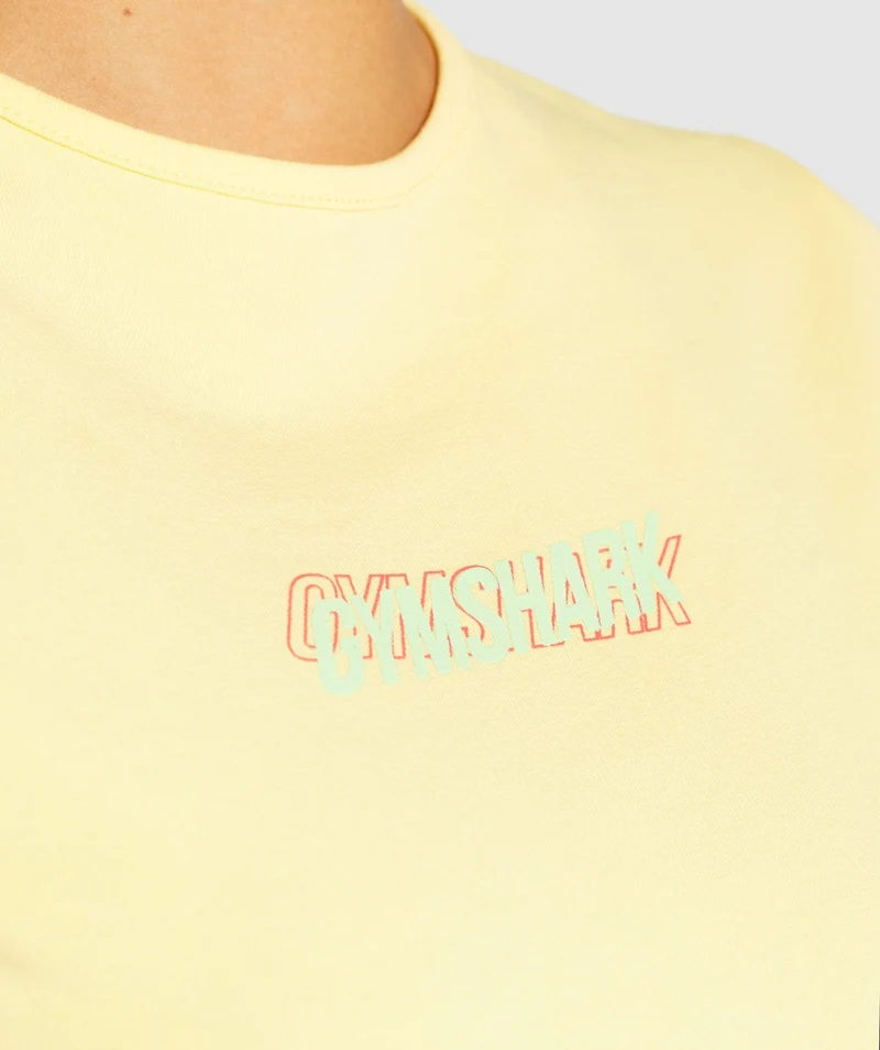 Gymshark Italic Graphic Crop Top - Yellow