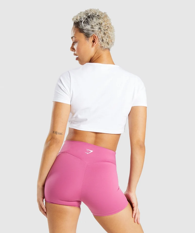 Gymshark Italic Graphic Crop Top - White