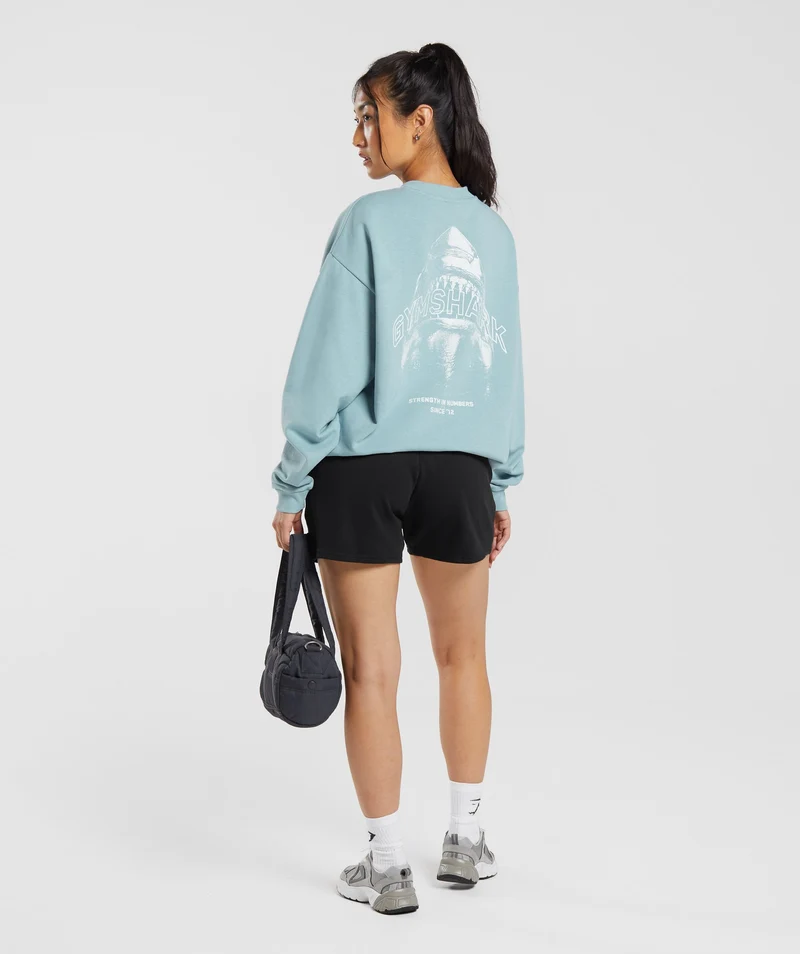 Gymshark Shark Attack Oversized Sweatshirt - Blue