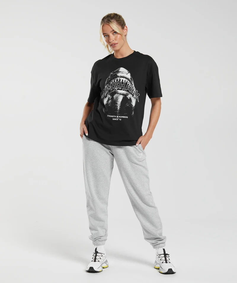 Gymshark Shark Attack Oversized T-Shirt - Black