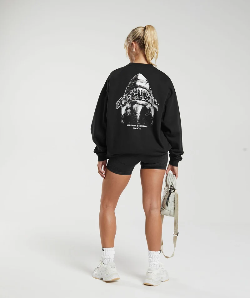 Gymshark Shark Attack Oversized Sweatshirt - Black