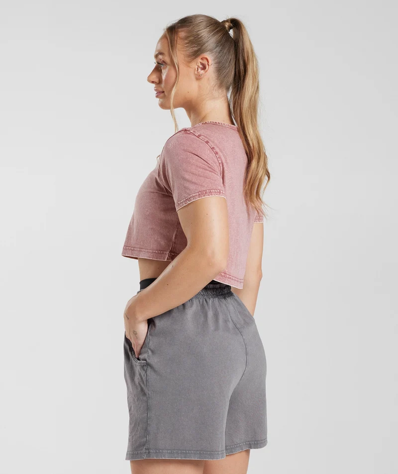 Gymshark Legacy Crop Top - Terracotta Pink/Acid Wash