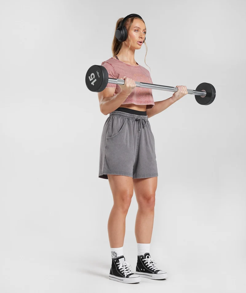 Gymshark Legacy Crop Top - Terracotta Pink/Acid Wash
