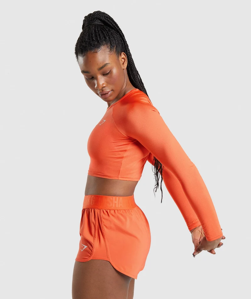 Gymshark Training Long Sleeve Crop Top - Papaya Orange