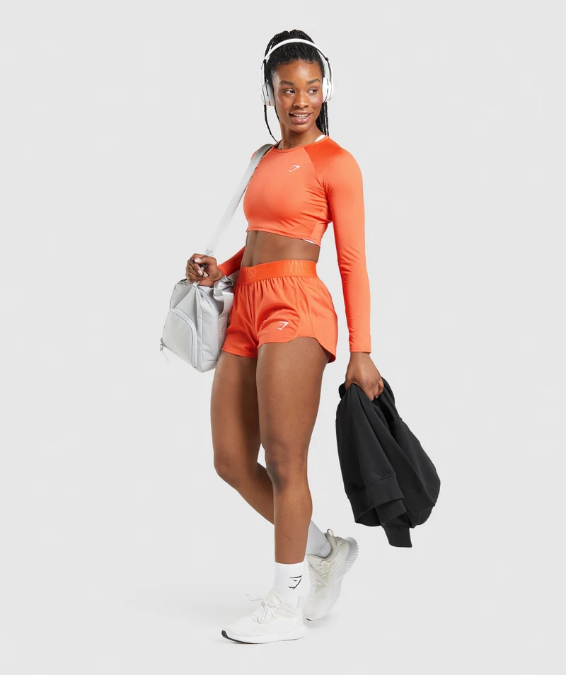 Gymshark Training Long Sleeve Crop Top - Papaya Orange