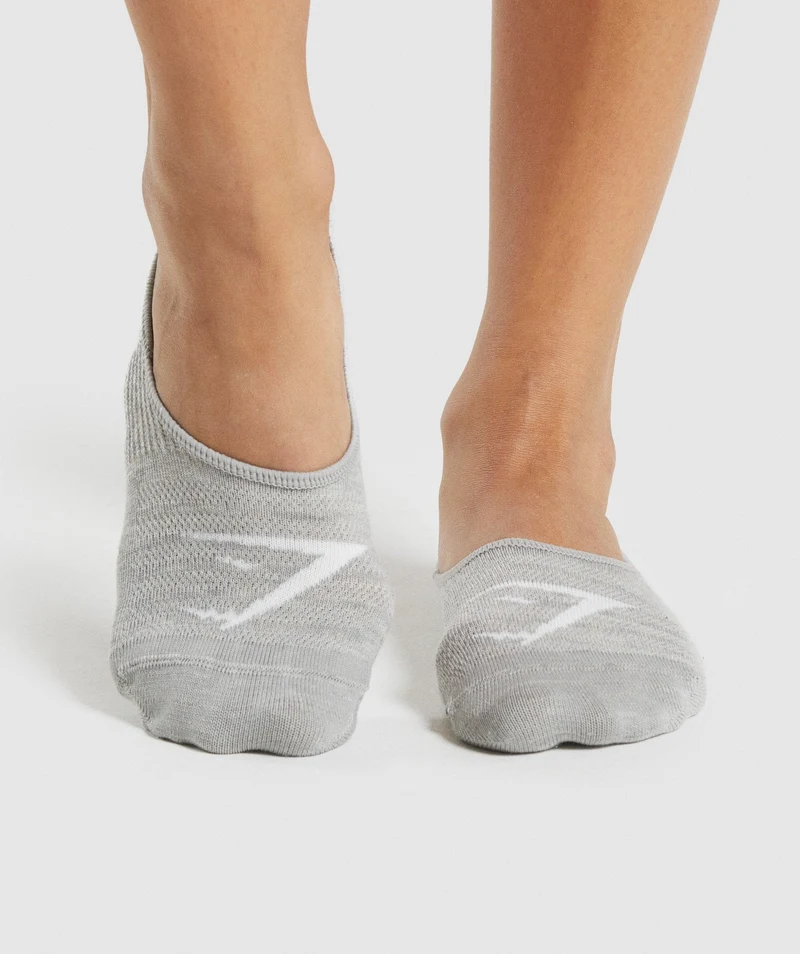 Gymshark No Show Socks 3pk - White/Light Grey Marl/Black