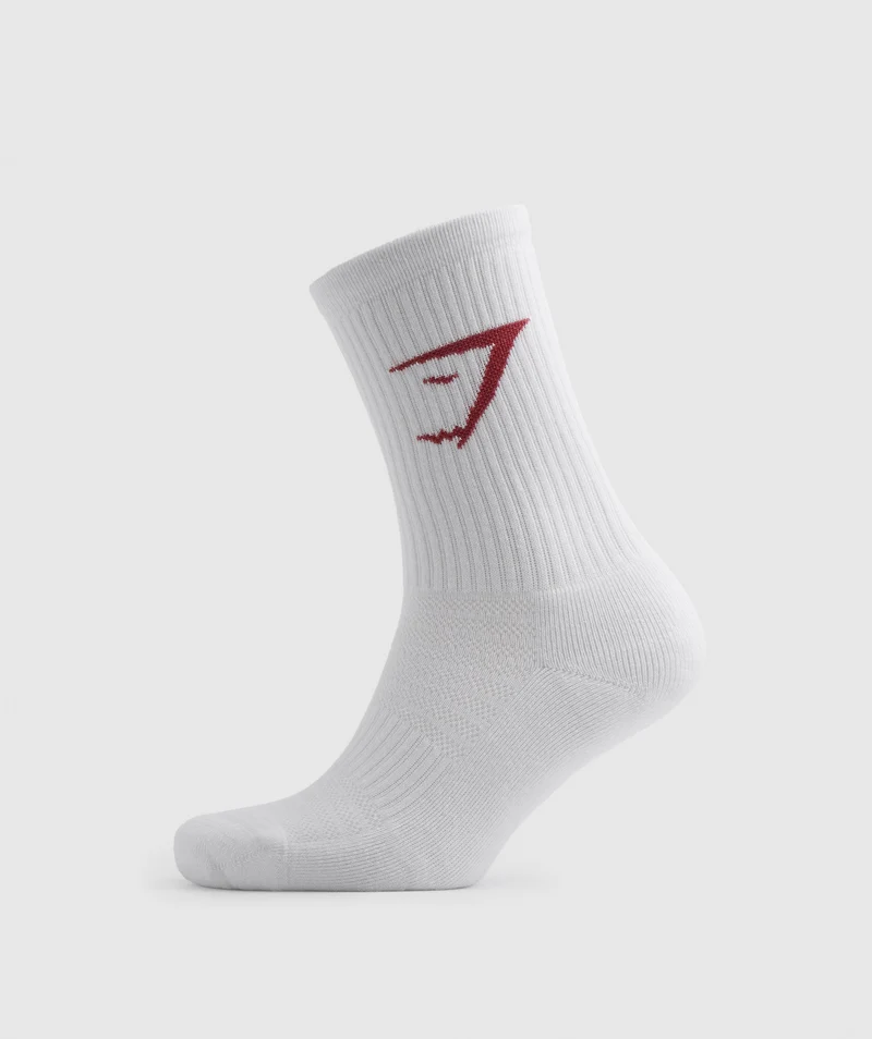 Gymshark Crew Socks 3pk - White/Pink/Red