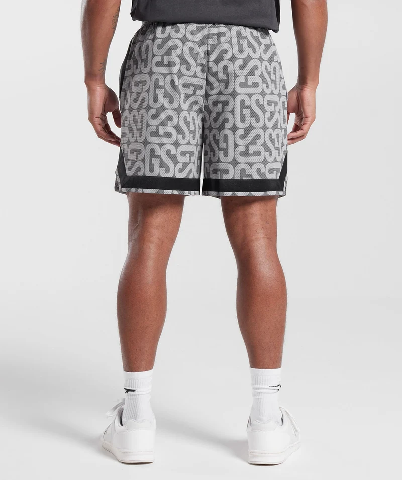 Gymshark Monogram Mesh Shorts - Smokey Grey