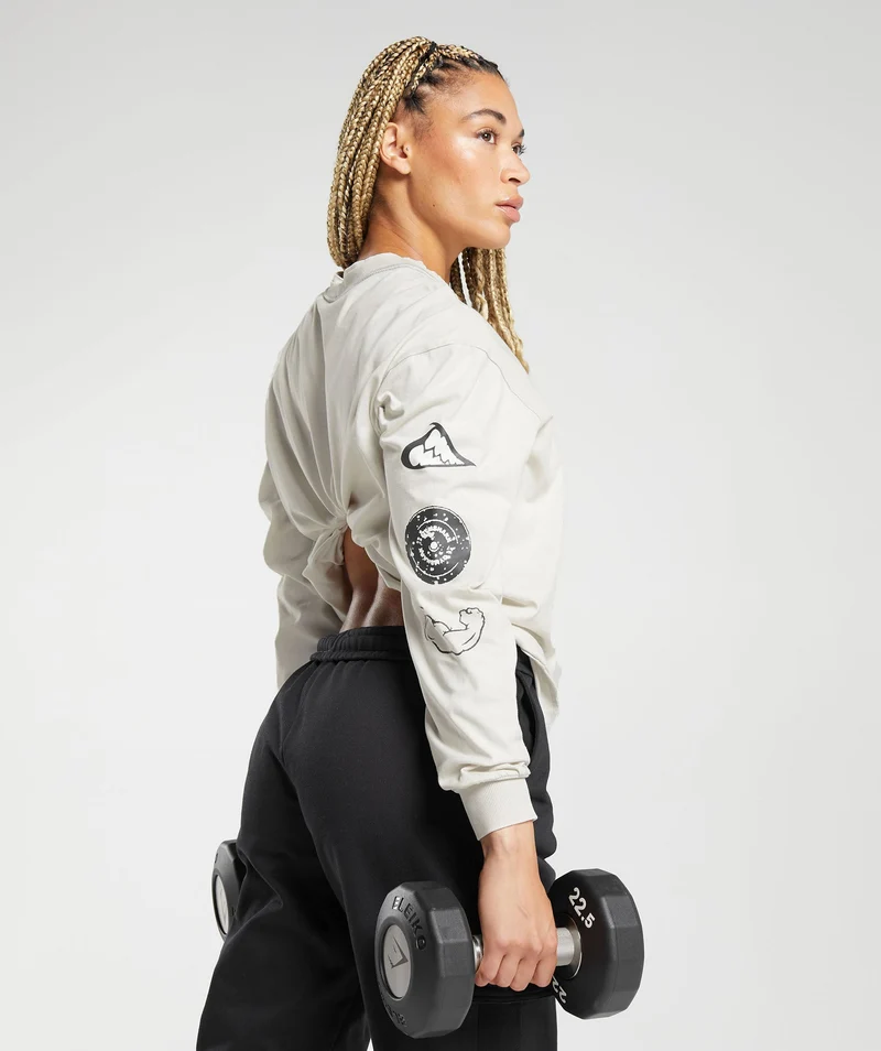 Gymshark Legacy Washed Long Sleeve Top - Metal Grey/Acid Wash