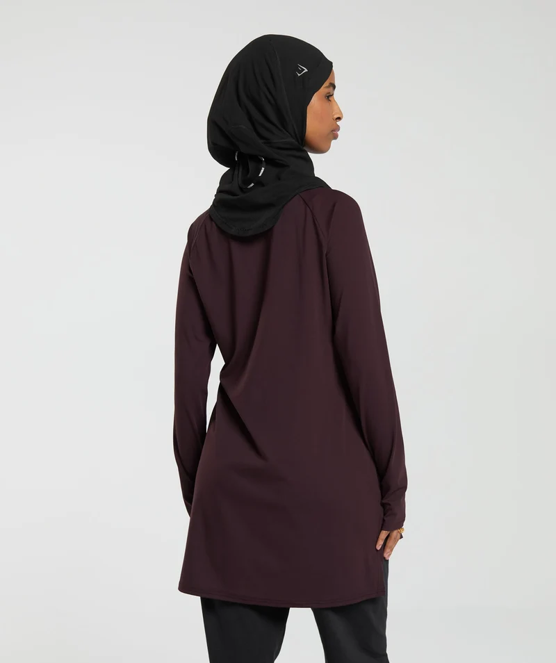 Gymshark Long Line Long Sleeve Top - Plum Brown