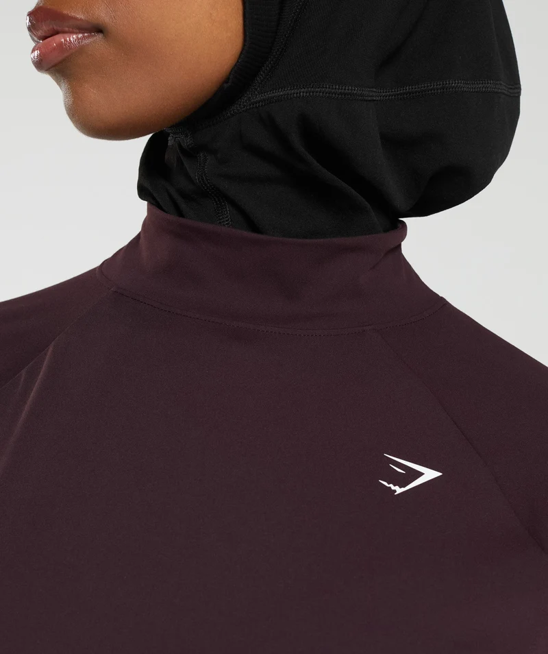 Gymshark Long Line Long Sleeve Top - Plum Brown