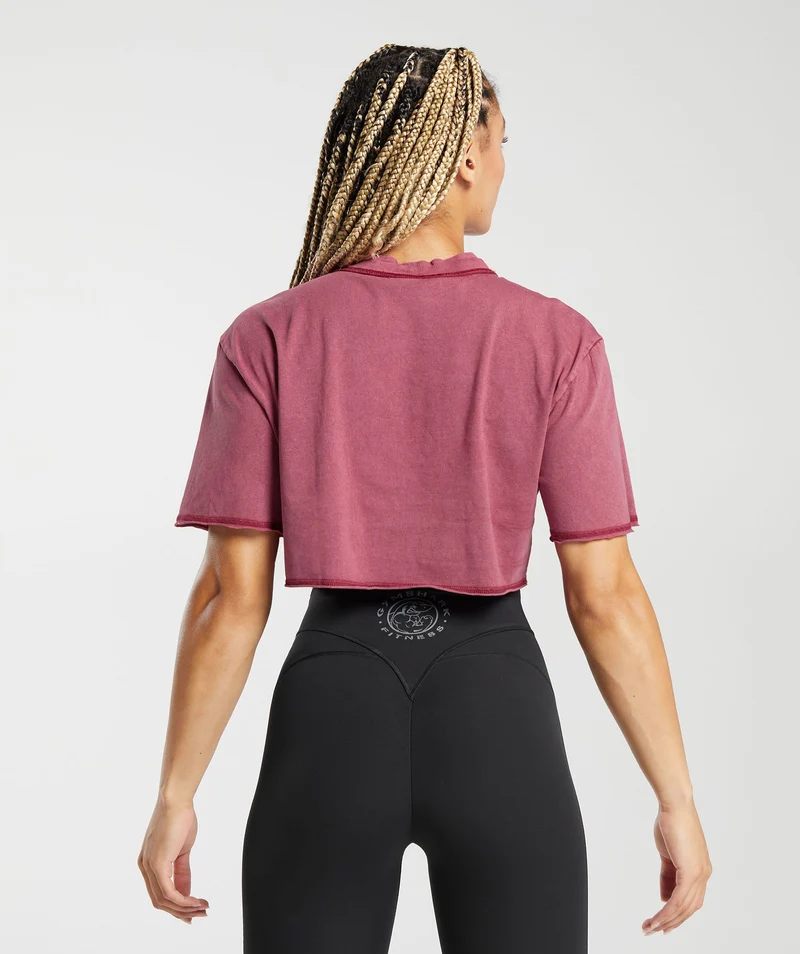 Gymshark Legacy Washed Crop Top - Raspberry Pink