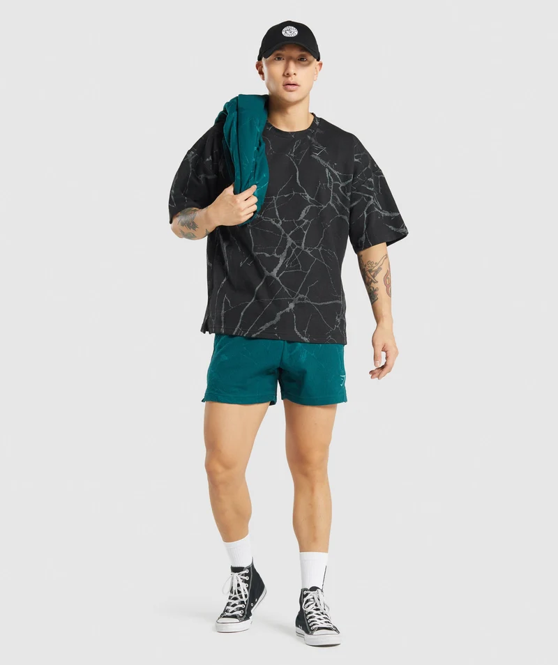Gymshark Power 5" Shorts - Teal Print
