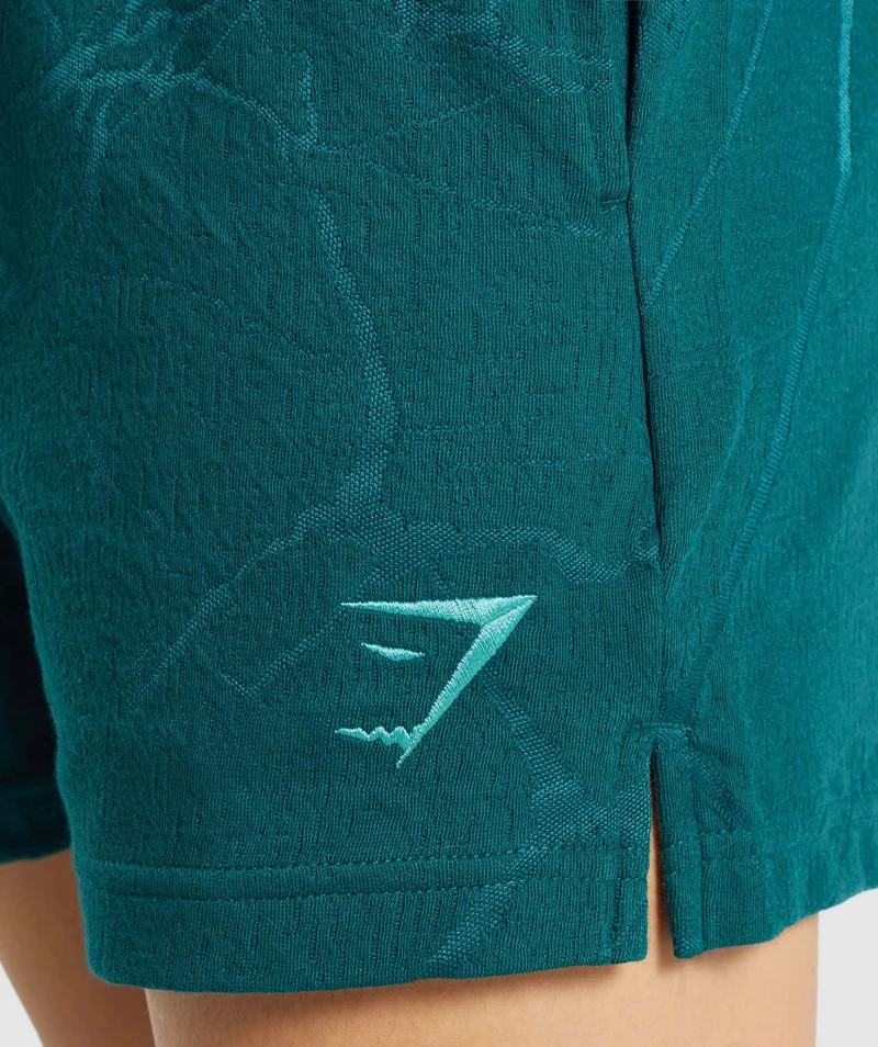 Gymshark Power 5" Shorts - Teal Print