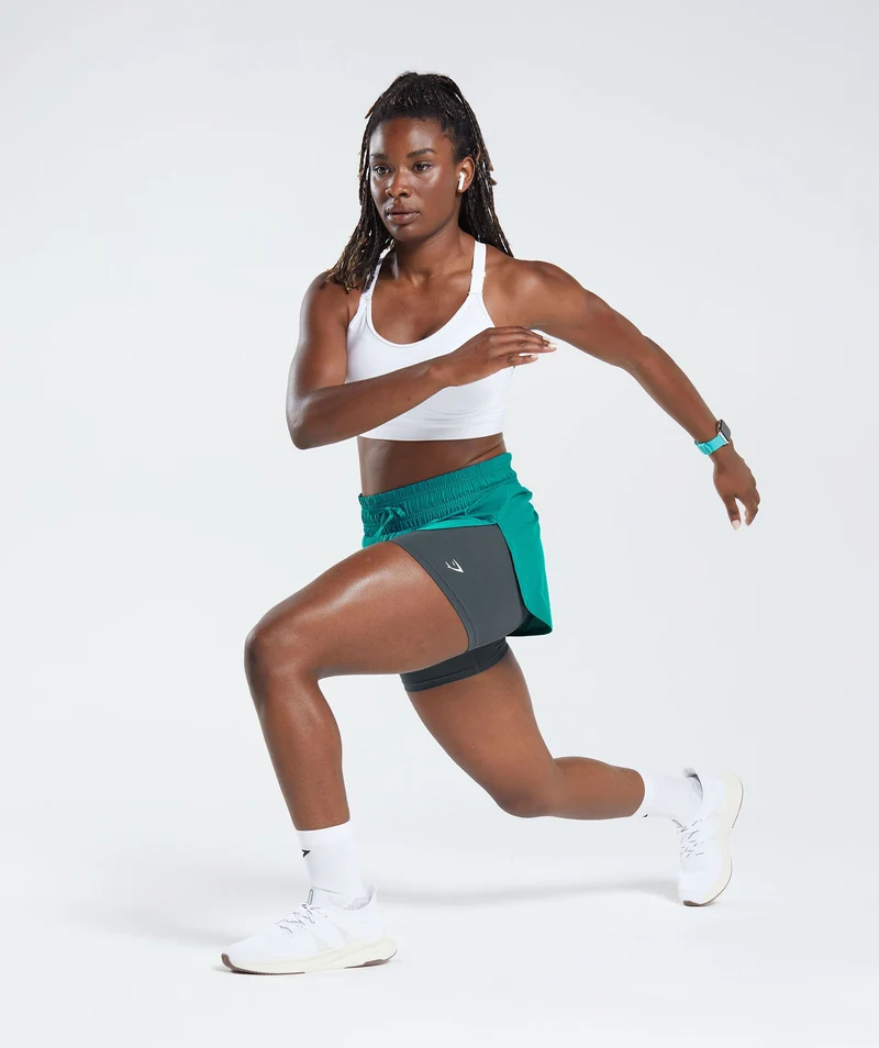 Gymshark RUNNING 2 IN 1 SHORTS - Seafoam Blue/Smokey Teal