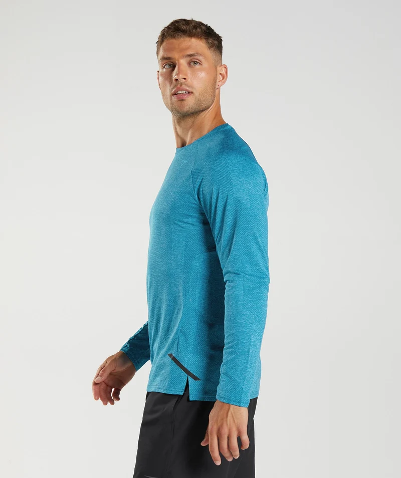 Gymshark Apex Long Sleeve T-Shirt - Atlantic Blue/Shark Blue