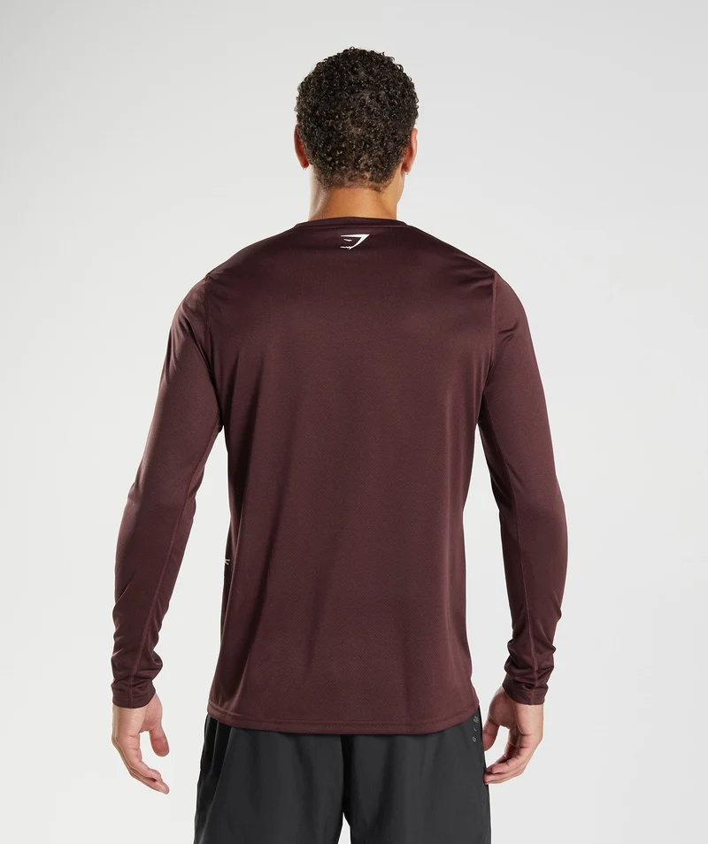 Gymshark Sport Long Sleeve T-Shirt - Baked Maroon/Black Marl