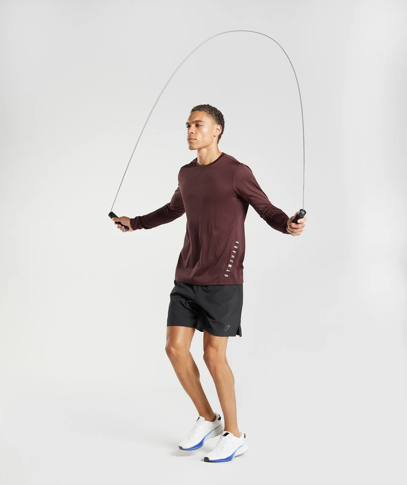 Gymshark Sport Long Sleeve T-Shirt - Baked Maroon/Black Marl