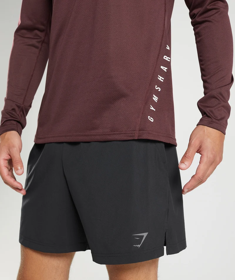 Gymshark Sport Long Sleeve T-Shirt - Baked Maroon/Black Marl