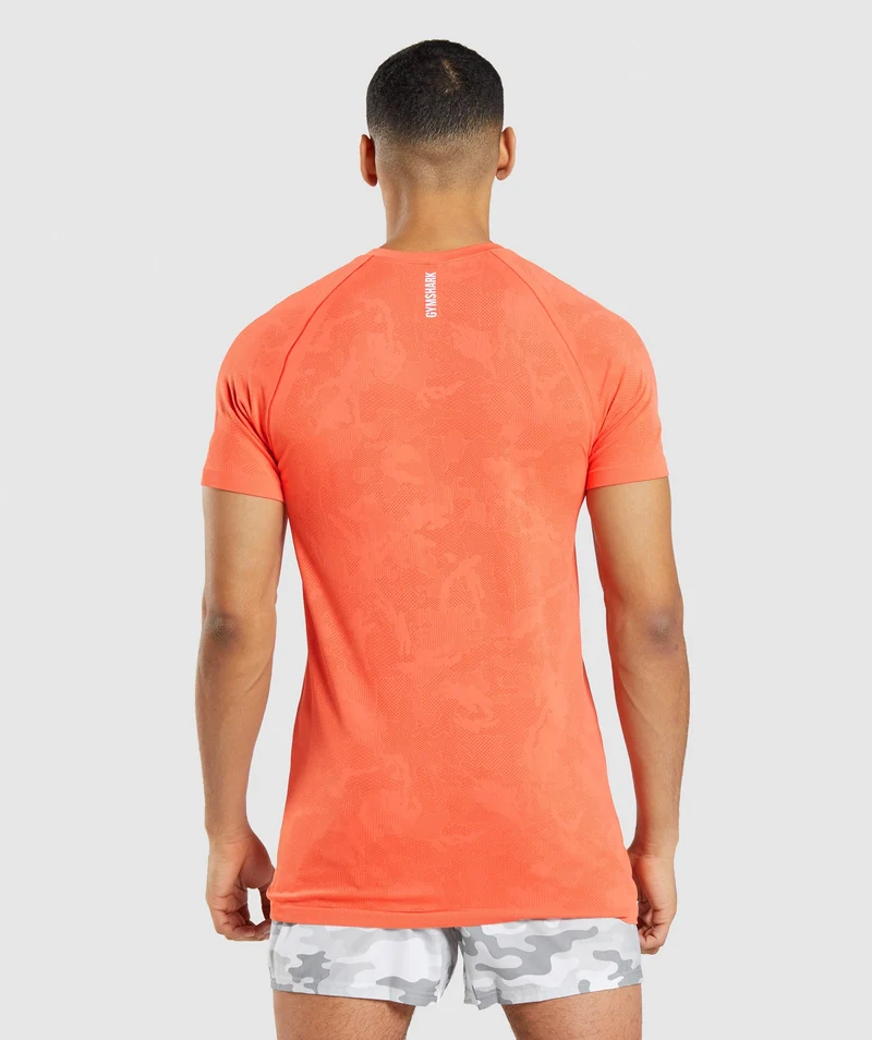 Gymshark Geo Seamless T-Shirt - Papaya Orange/Spicy Orange