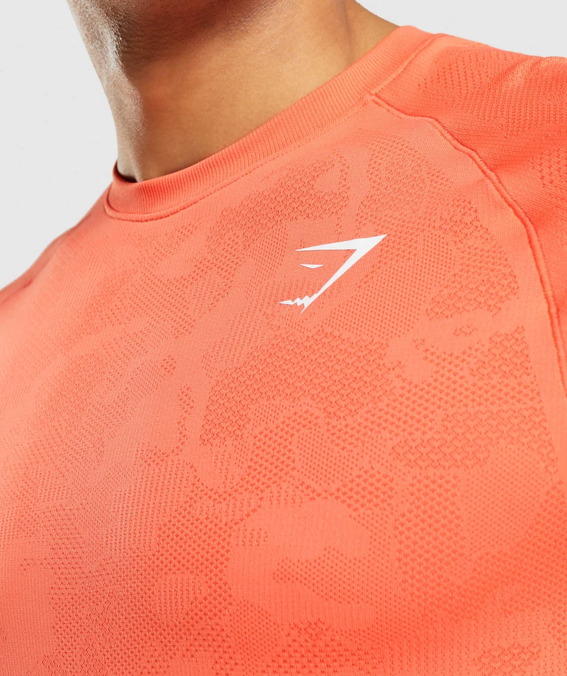 Gymshark Geo Seamless T-Shirt - Papaya Orange/Spicy Orange