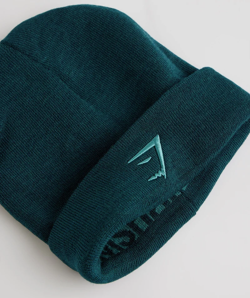 Gymshark Reversable Jacquard Beanie - Winter Teal/Slate Blue