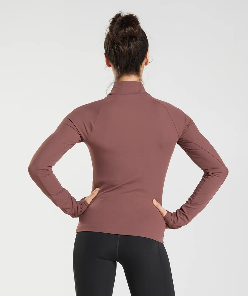Gymshark Running 1/4 Zip - Magenta Brown