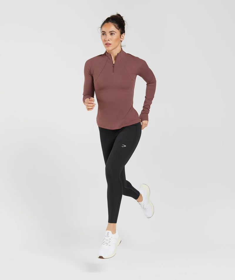 Gymshark Running 1/4 Zip - Magenta Brown
