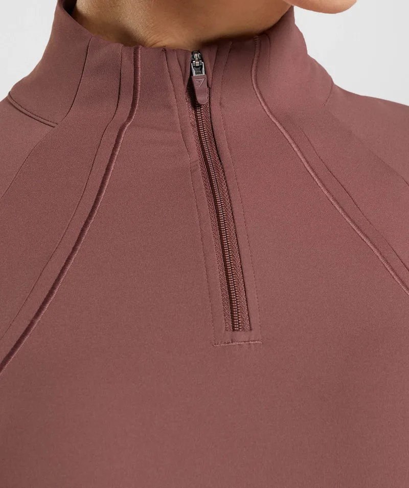 Gymshark Running 1/4 Zip - Magenta Brown