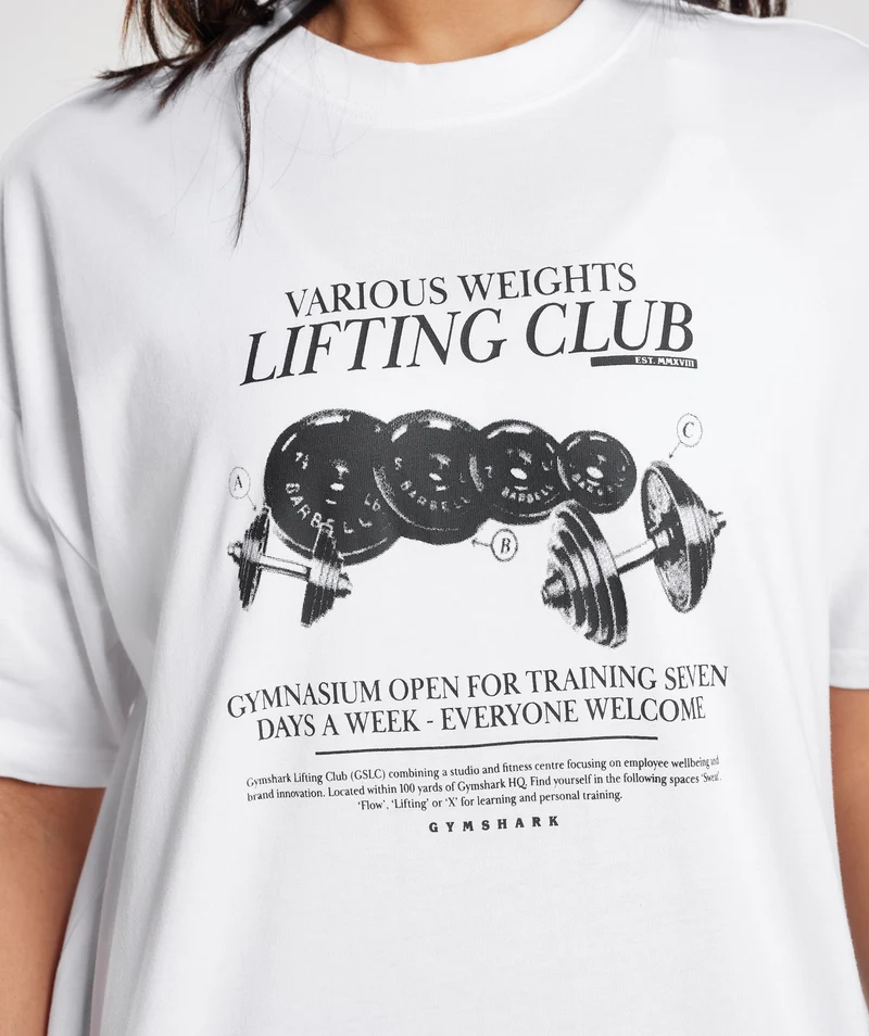 Gymshark Lifting Graphic Oversized T-Shirt - White