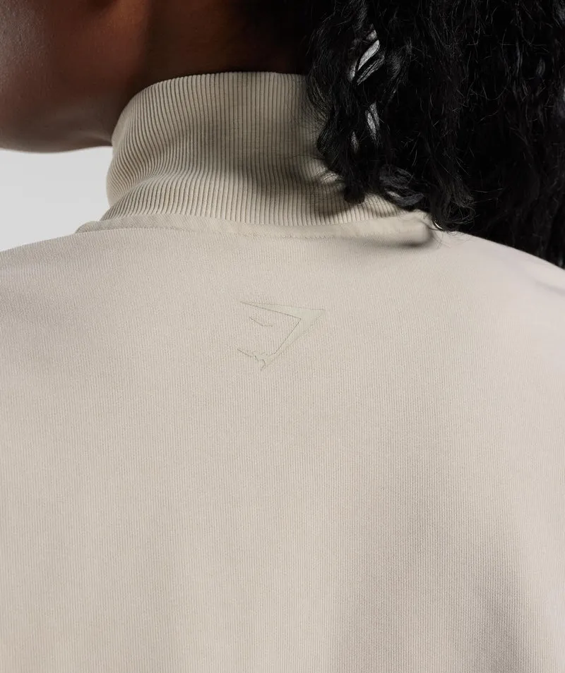 Gymshark Collegiate 1/4 Zip - Mushroom Brown
