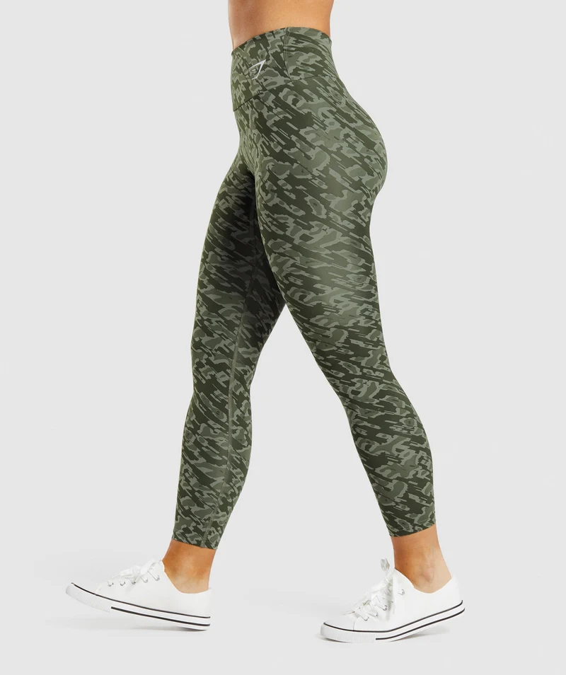 Gymshark Training Leggings - Green Print