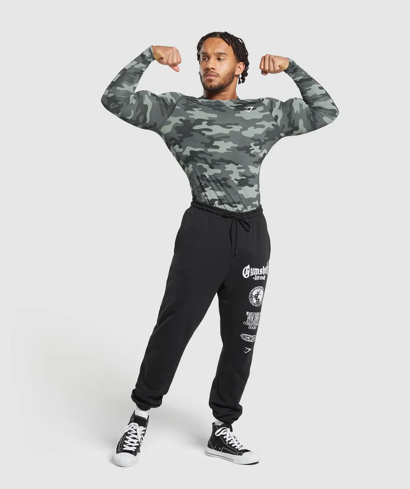 Gymshark Element Baselayer Long Sleeve T-Shirt - Grey Print