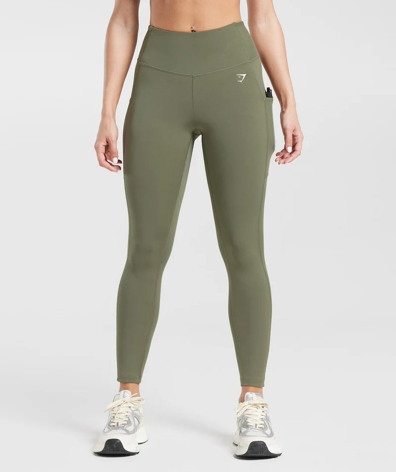 Gymshark Pocket Leggings - Dusty Olive