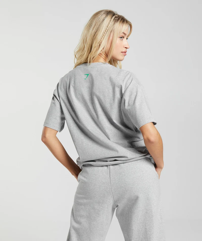 Gymshark Maxed Out Oversized T-Shirt - Light Grey Marl