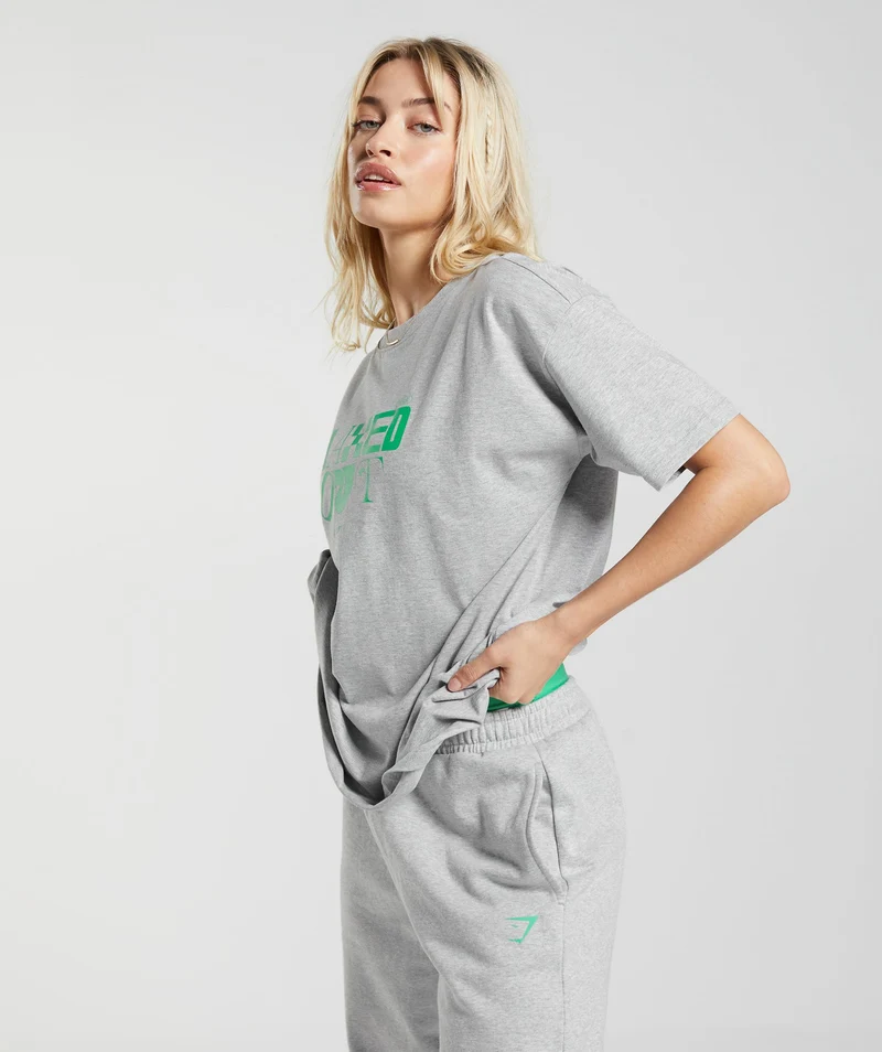 Gymshark Maxed Out Oversized T-Shirt - Light Grey Marl