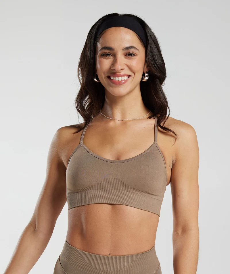 Gymshark Sweat Seamless Sports Bra - Fossil Brown