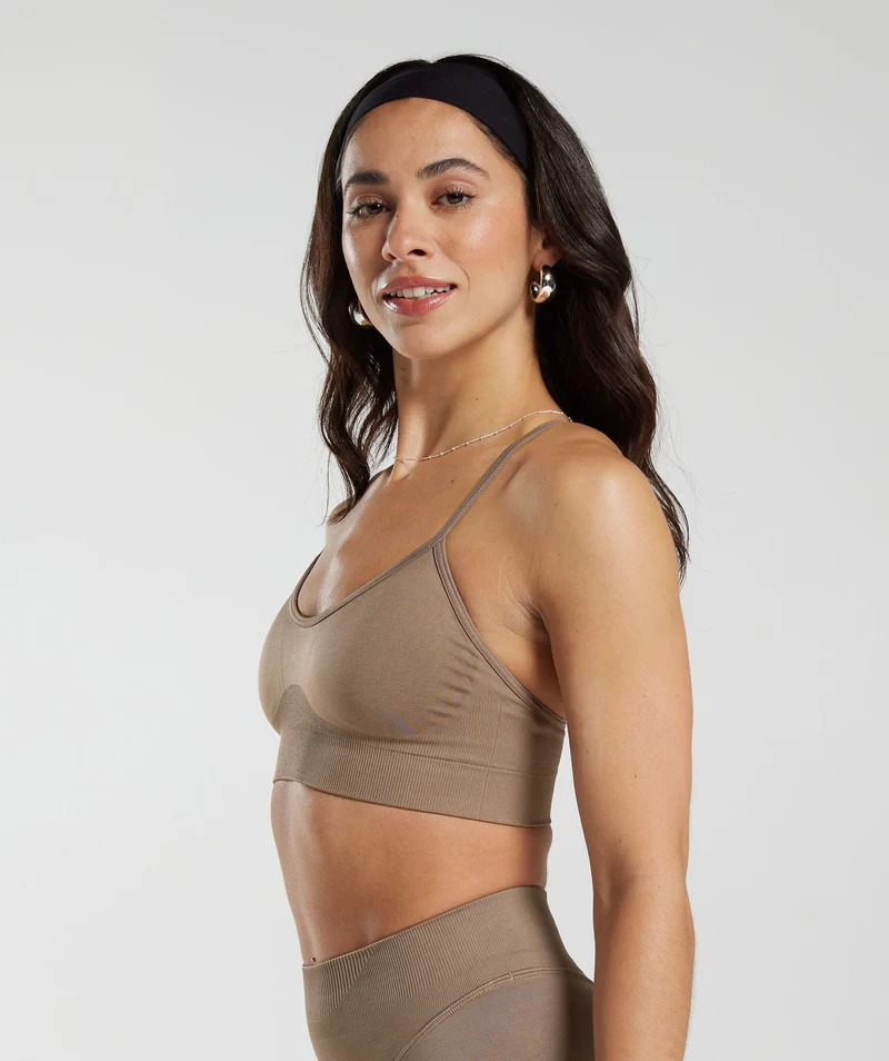 Gymshark Sweat Seamless Sports Bra - Fossil Brown
