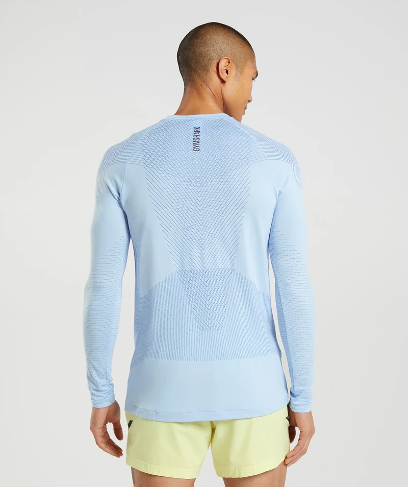 Gymshark Apex Seamless Long Sleeve T-Shirt - Linen Blue/Court Blue