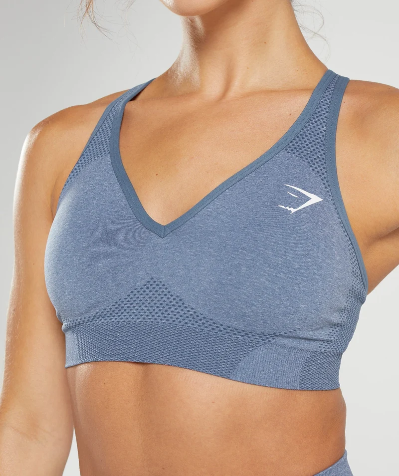 Gymshark Vital V Neck Sports Bra - Evening Blue Marl