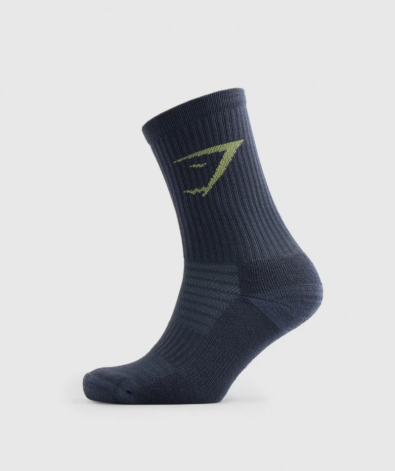 Gymshark Crew Socks 3pk - Green/Grey/Blue