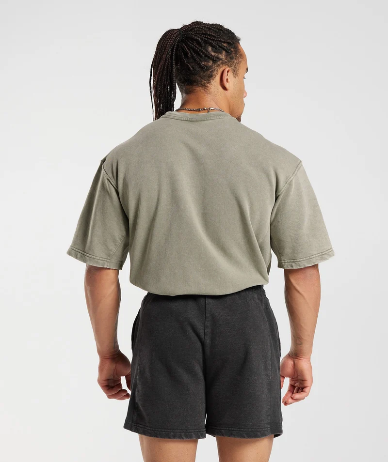 Gymshark Power Washed Short Sleeve Crew - Ecru Brown